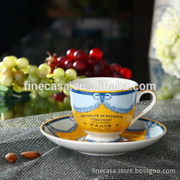 210CC Elegant Fine New Bone China Golden and Blue Tea Cup and Saucer of New Classic